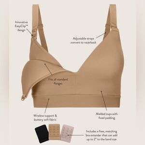 Kindred Bravely Latte Tan Minimalist Hands-Free Pumping Nursing Bra XXL Busty
